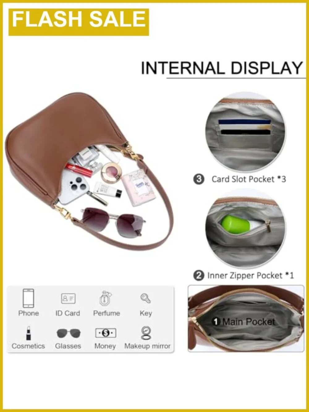 Cute Hobo Shoulder Bag Women PU Leather Handbag Purse Gold Chain Strap